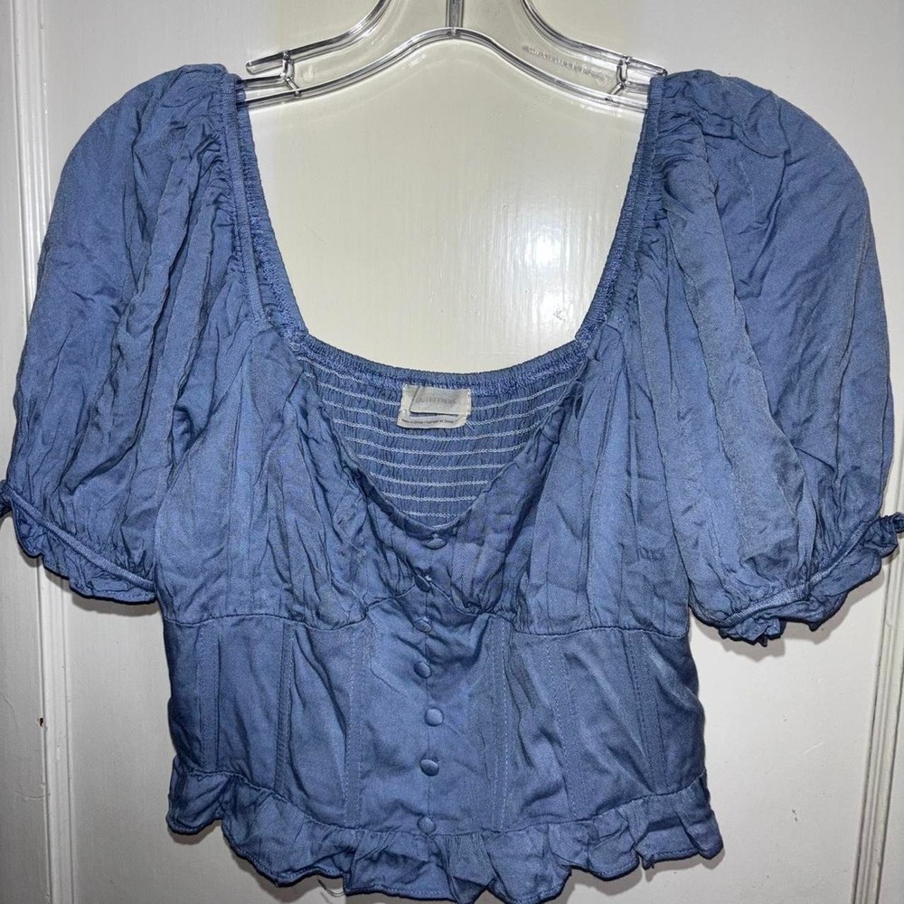 Urban Outfitters Puff Sleeve crop top blue denim